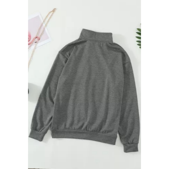 💛Gray Casual Mama Life Quarter Zip Sweatshirt - Picture 3 of 4